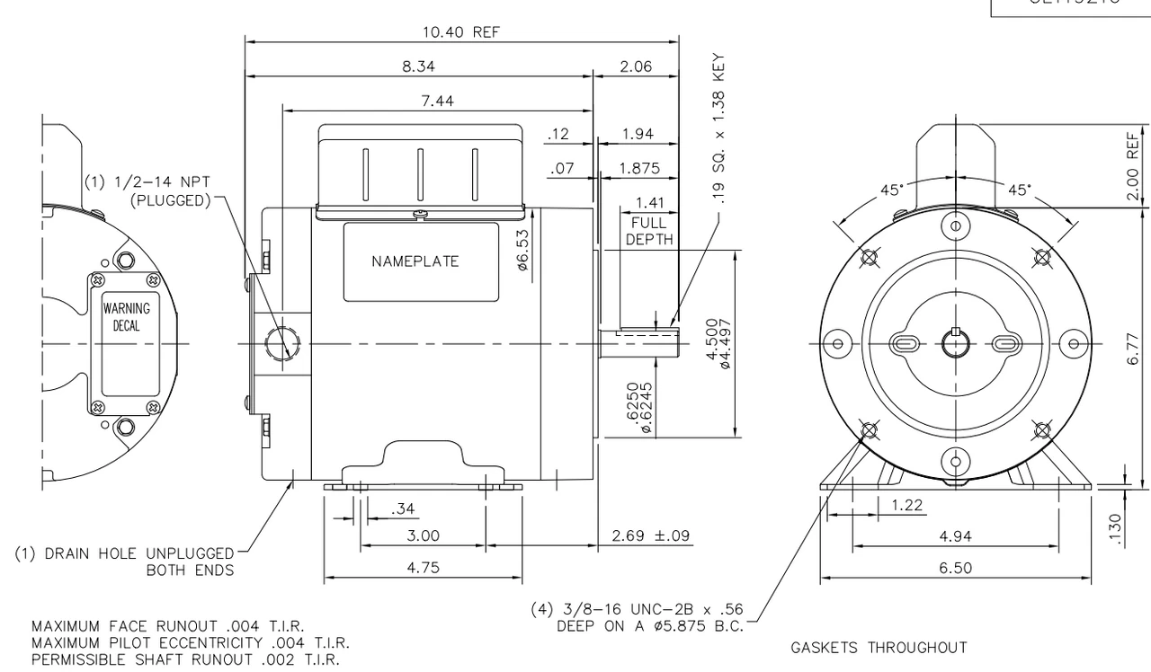 119216.00 Leeson SST Duck 3/4 Hp 1800 RPM 208-230/460V 1-Phase 56C Frame TENV (base) Motor 5 119216.00 Leeson SST Duck 3/4 Hp 1800 RPM 208-230/460V 1-Phase 56C Frame TENV (base) Motor - Image 3