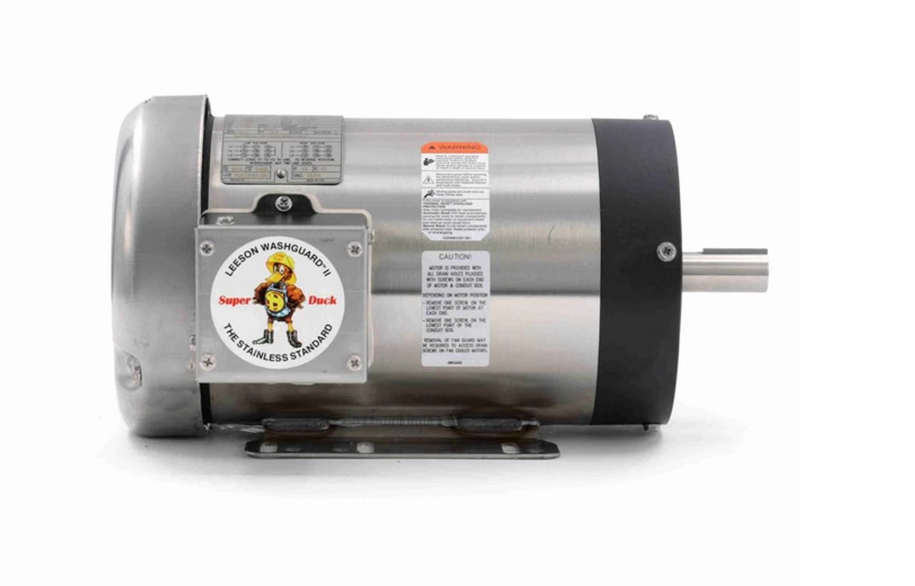 121913.00 Leeson 2 Hp 1800 RPM 208-230/460V 145TC Frame (Rigid Base) TEFC 3-Phase Stainless-Steel Wash-Down Motor 5 121913.00 Leeson 2 Hp 1800 RPM 208-230/460V 145TC Frame (Rigid Base) TEFC 3-Phase Stainless-Steel Wash-Down Motor - Image 3