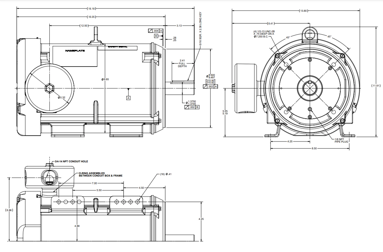 141409.00 Leeson Extreme Duck 7 1/2 Hp 3600 RPM 230/460V 3-Phase 215TC Frame TEFC (base) Motor 5 141409.00 Leeson Extreme Duck 7 1/2 Hp 3600 RPM 230/460V 3-Phase 215TC Frame TEFC (base) Motor - Image 3
