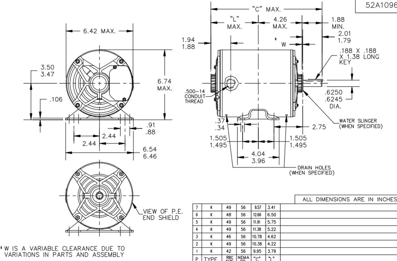 K1487 Marathon 1/3 Hp (1 Speed) 200-230/460V 1200 RPM TENV 56 Frame 3-Phase Rigid Base Motor 6 K1487 Marathon 1/3 Hp (1 Speed) 200-230/460V 1200 RPM TENV 56 Frame 3-Phase Rigid Base Motor - Image 4