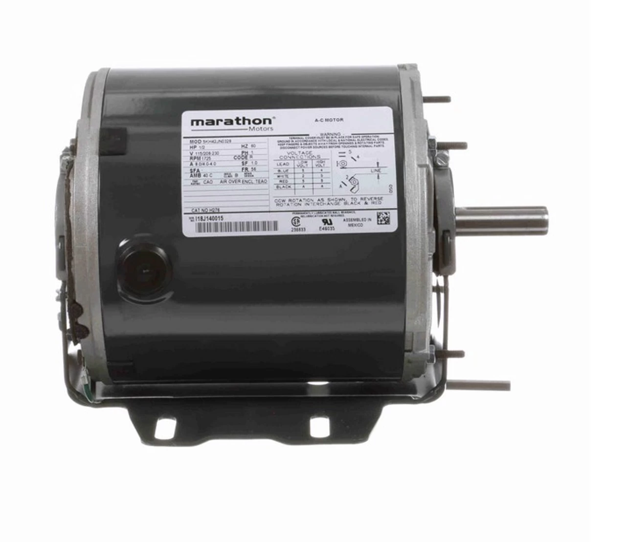 H276 Marathon 1/2 Hp 1800 RPM 115/208-230V TEAO 56 Frame Split-Phase Farm Motor 5 H276 Marathon 1/2 Hp 1800 RPM 115/208-230V TEAO 56 Frame Split-Phase Farm Motor - Image 3