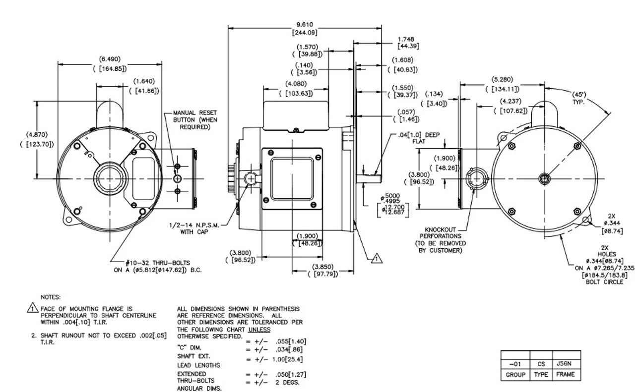 C330 Century 1/3 Hp 1800 RPM 115/230V TENV 56N Frame Auger Motor 6 C330 Century 1/3 Hp 1800 RPM 115/230V TENV 56N Frame Auger Motor - Image 4