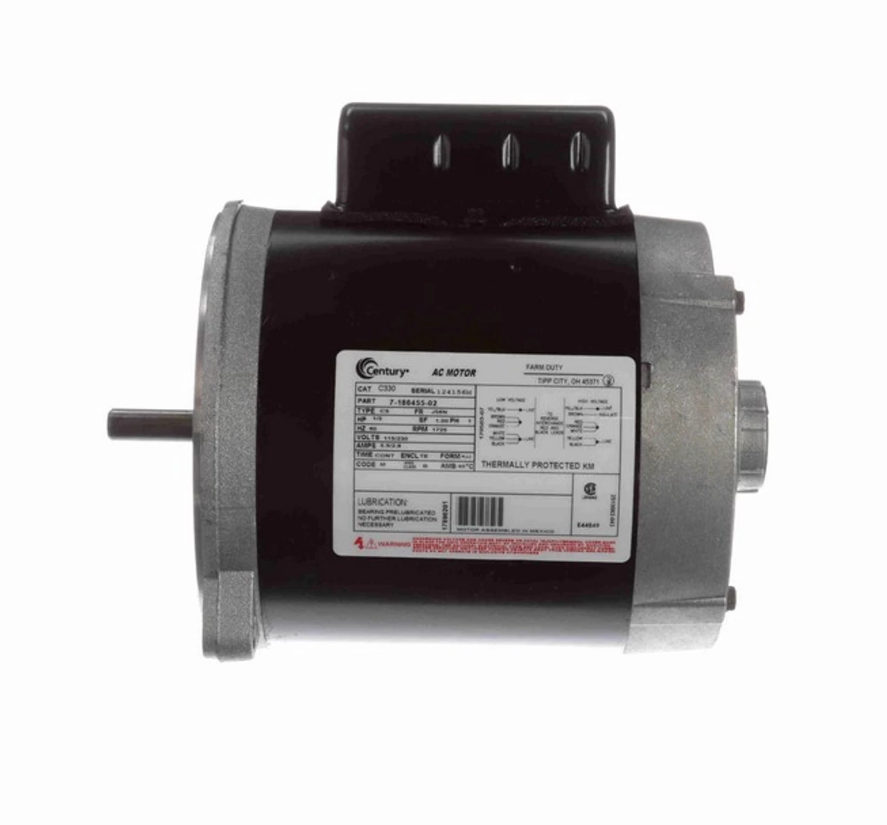 C330 Century 1/3 Hp 1800 RPM 115/230V TENV 56N Frame Auger Motor 5 C330 Century 1/3 Hp 1800 RPM 115/230V TENV 56N Frame Auger Motor - Image 3
