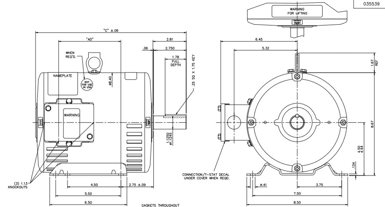 Y486A Marathon 5 Hp (2 Speed) 200-230V 1800/900 RPM ODP 184T Frame 3-Phase Variable Torque Motor 6 Y486A Marathon 5 Hp (2 Speed) 200-230V 1800/900 RPM ODP 184T Frame 3-Phase Variable Torque Motor - Image 4